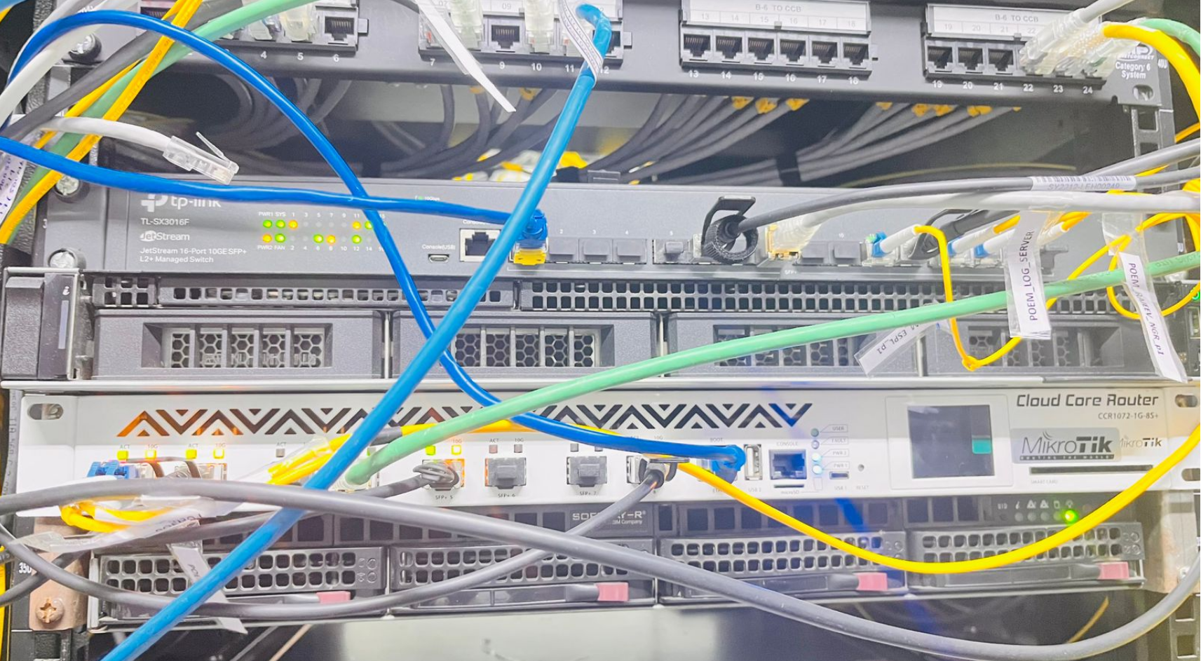 Poem Techno server and data center infrastructure — MikroTik Cloud Core Router and enterprise networking equipment — ISP-grade expertise from leading ISP/data center service provider, now powering Contol-X security
